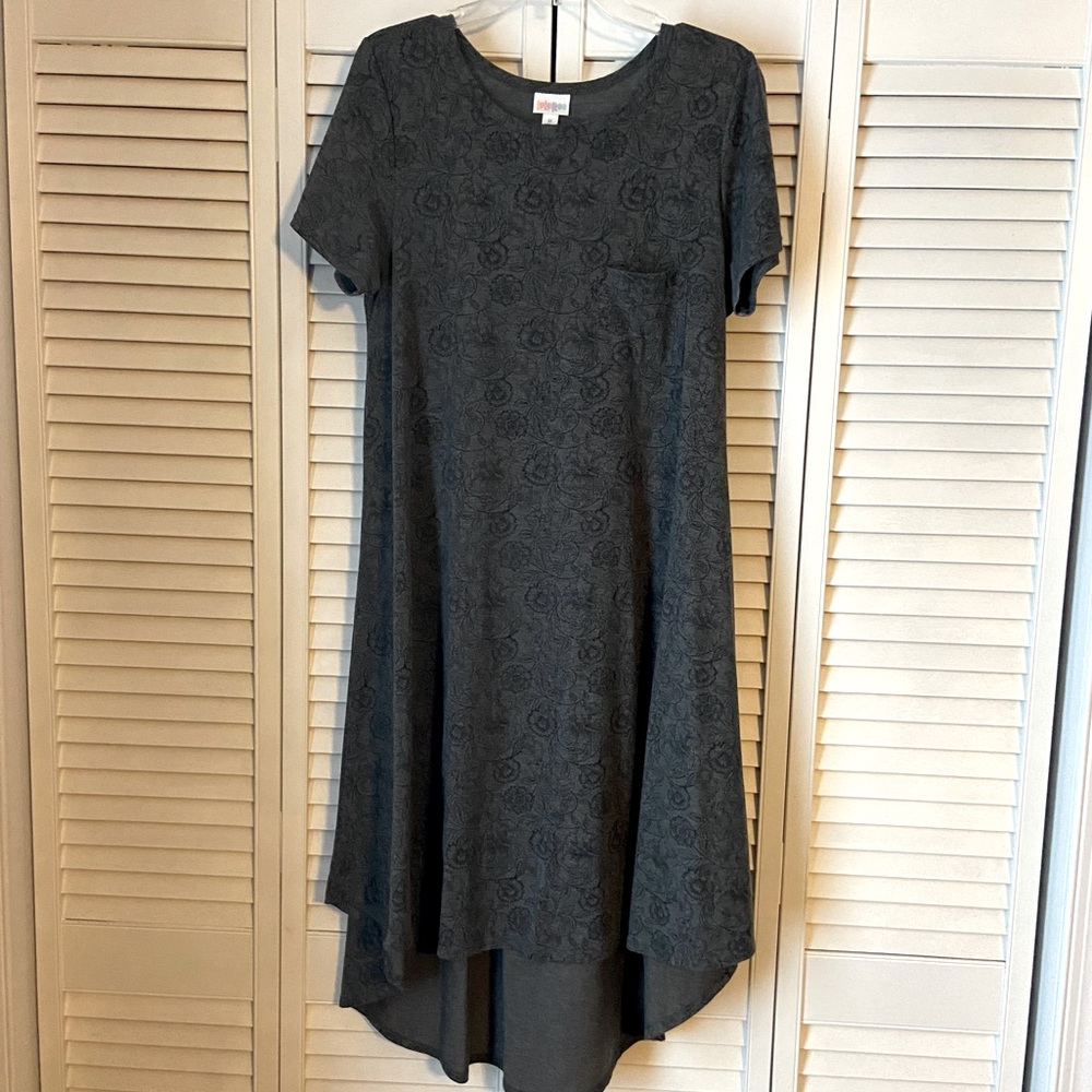 LuLaRoe Carly dress Medium grey and black flowers